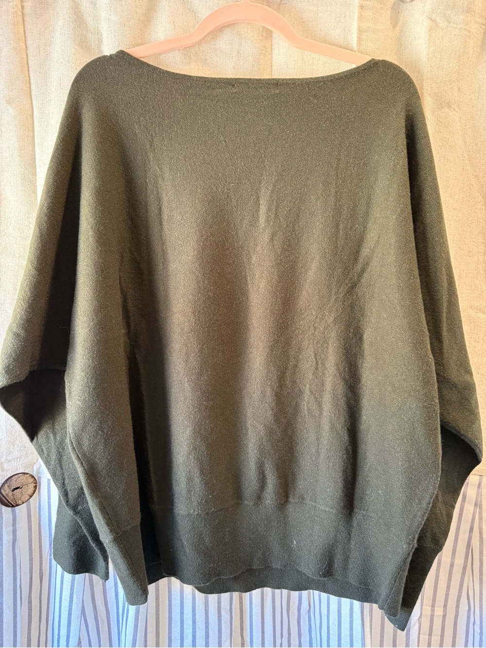 BTFBM Women's Olive Green Scoop Neck Sweater - Picture 2 of 3